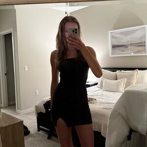 SHEIN Black Strapless Mini Dress
